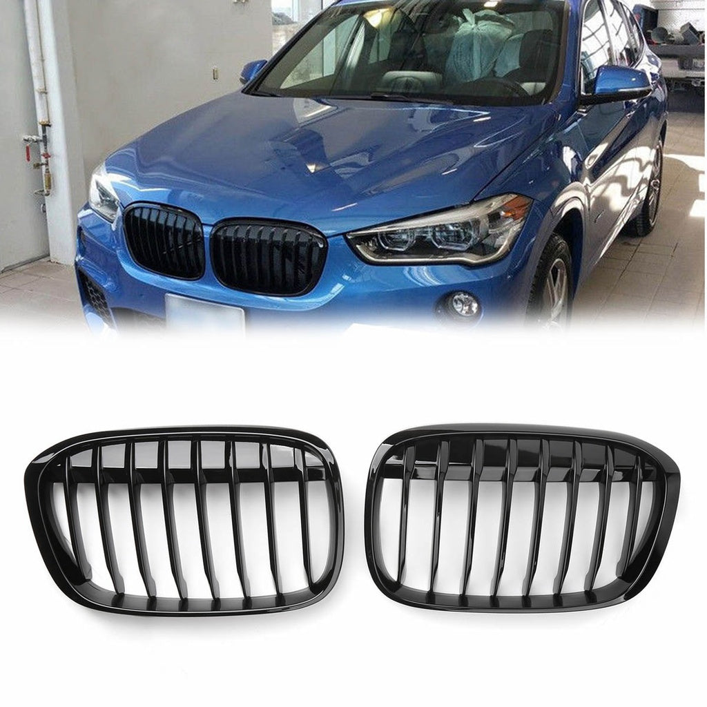 Kühlergrill Glanz Schwarz passend für BMW X1 F48 2014-2019 Single Line