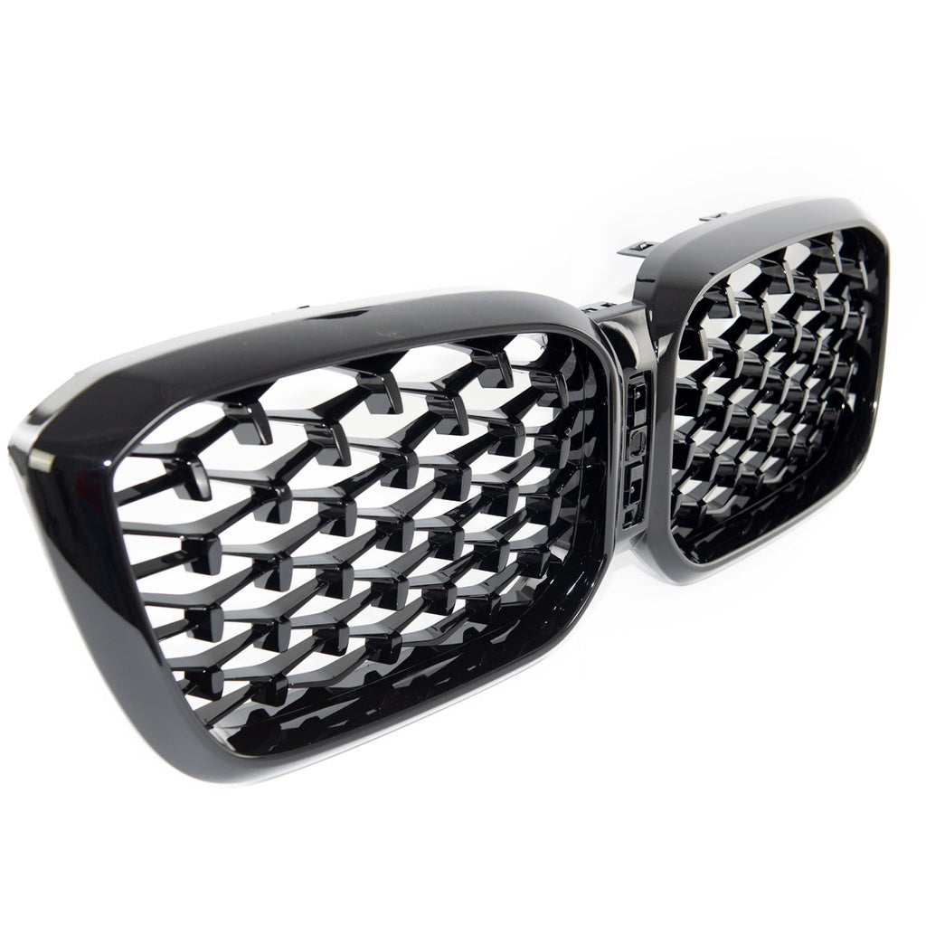 Kühlergrill Glänzend Schwarz für BMW X3 G01 X4 G02 Facelift 2021 Diamant Design