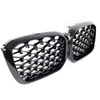 Kühlergrill Glänzend Schwarz für BMW X3 G01 X4 G02 Facelift 2021 Diamant Design