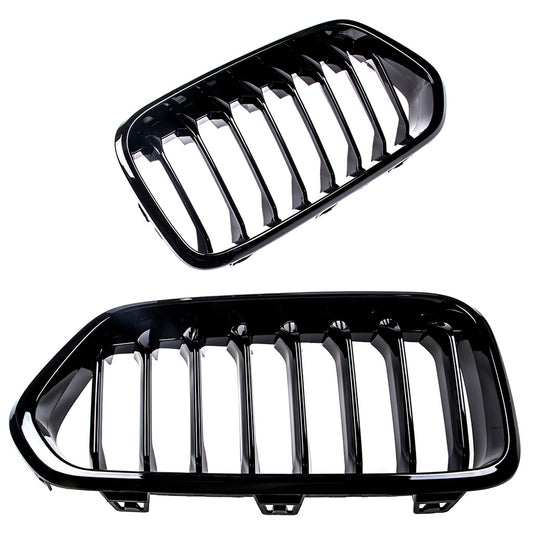 Kühlergrill Glanzschwarz für BMW X2 F39 2017-2023 Einzelne Linie