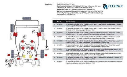 TA Technix PU-​Buchsen passend für VW Corrado / Golf II / Jetta II / Seat Toledo I / Hinterachslager - Achsaufnahme