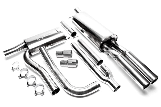 TA Technix Edelstahlanlage 2x76mm rund/gebördelt passend für Audi A4 Limousine, -​Avant, Typ B5