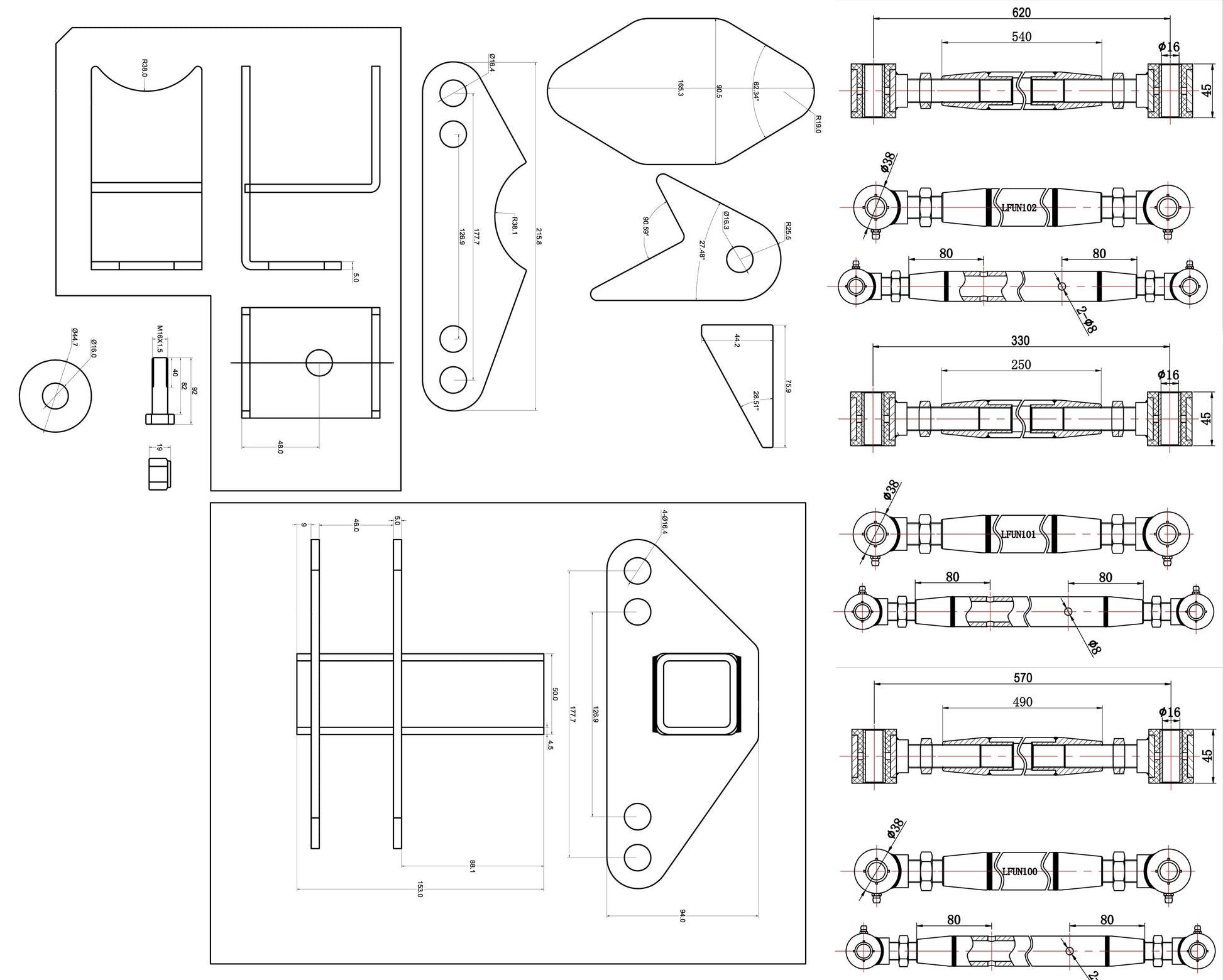 TA Technix universelles parallel 4-​Link Kit +Panhardstabkit / Umrüstset für Blattfedernsysteme auf Airride oder Airride/G...