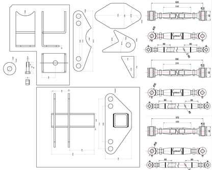 TA Technix universelles parallel 4-​Link Kit +Panhardstabkit / Umrüstset für Blattfedernsysteme auf Airride oder Airride/G...