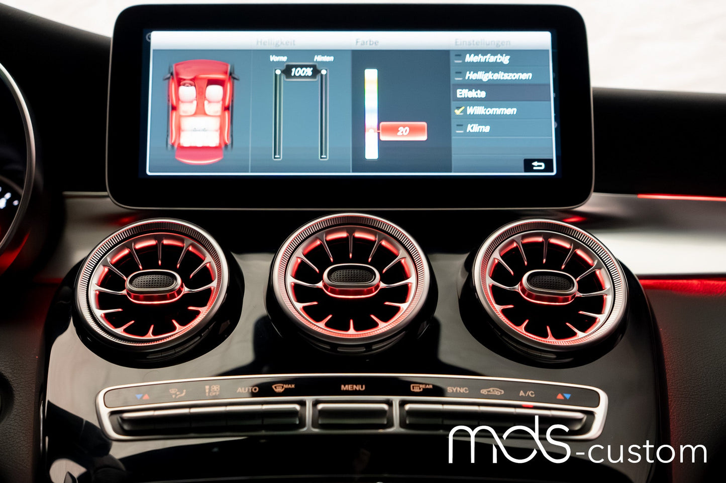 Mercedes X253 Lüftungsdüsen mit Ambientebeleuchtung – Nachrüstsatz für Mercedes GLC