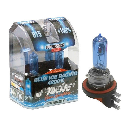 Simoni Racing Halogen Birnen 'Blue Ice Racing' H15 (4200K) 12V/55-15W, Satz à 2 Stück ECE-R37