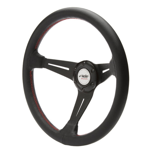 Simoni Racing Sportlenkrad Class 350mm - Schwarz Leder + Rote Naten (Deep Dish - 60mm)