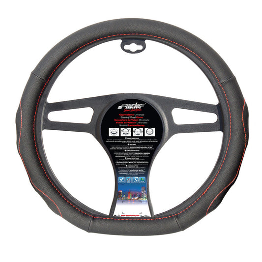 Simoni Racing Lenkradhülle Compe 'Flat Bottom' - 37-39cm - Schwarz + Rote Naten