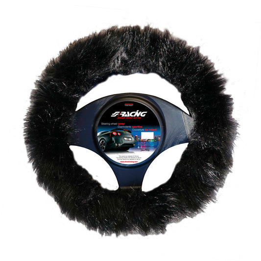 Simoni Racing Lenkradhülle Fluffy Fur - 37-39cm - Schwarz