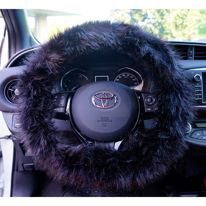 Simoni Racing Lenkradhülle Fluffy Fur - 37-39cm - Schwarz