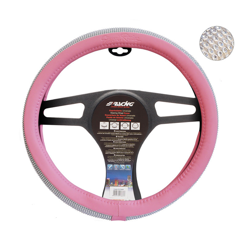 Simoni Racing Lenkradhülle Diamonds - 37-39cm - Rosa Bioleder