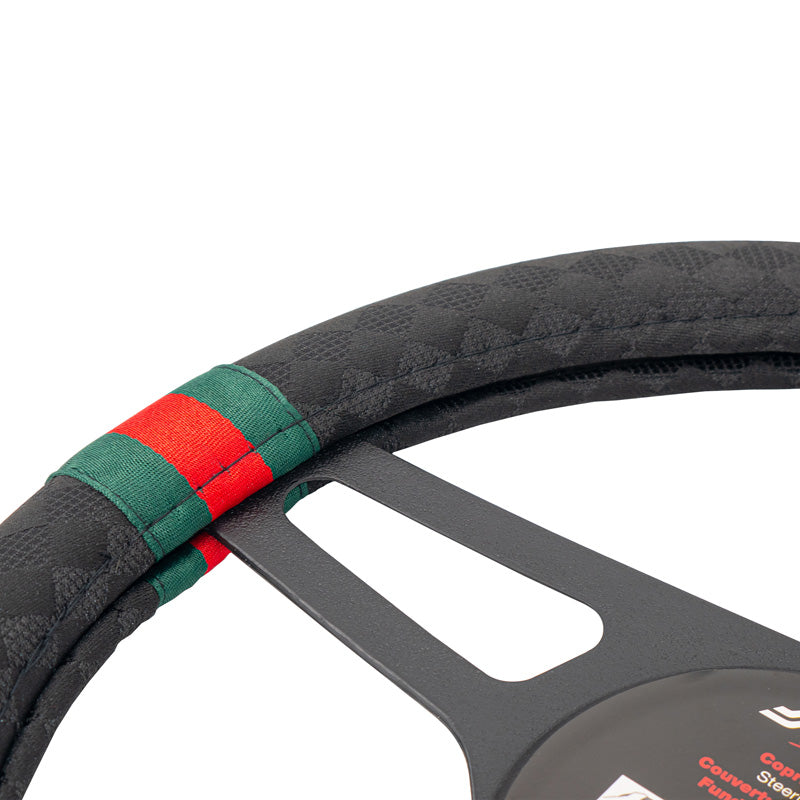 Simoni Racing Lenkradhülle G-Style - 37-39cm - Schwarz/Rot/Grün Bioleder