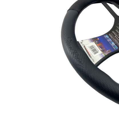 Simoni Racing Lenkradhülle Sporty - 37-39cm - Schwarz Bioleder, Mikrofaser, Karbon-Optik
Blaue 12-Uhr-Markierung