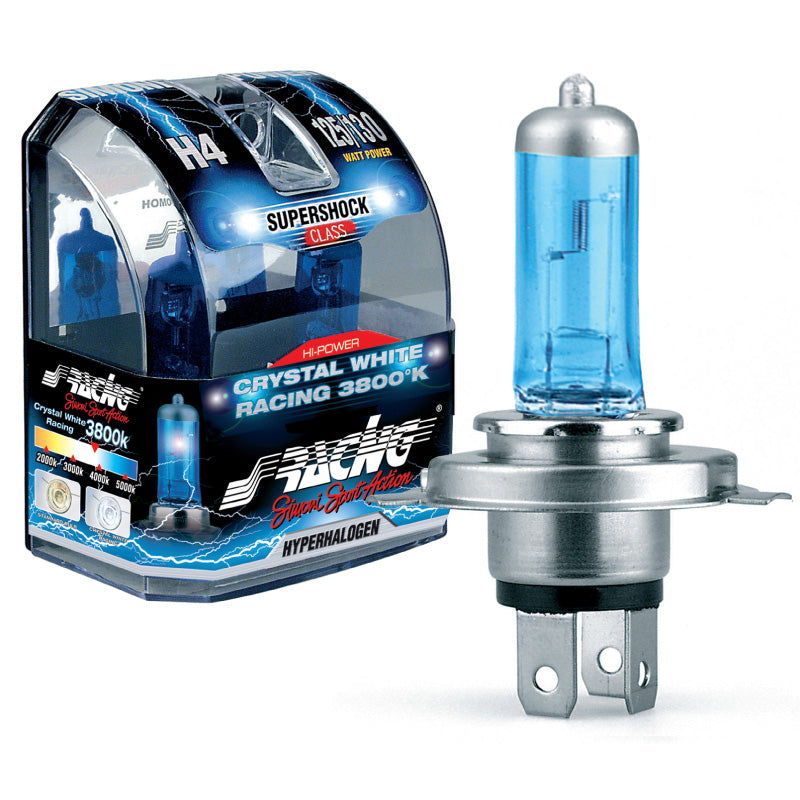 Simoni Racing Halogen Birnen 'Crystal White Racing' H4 (3800K) 12V/60-55W, Satz à 2 Stück ECE-R37