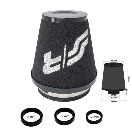 Simoni Racing Universelles Schaumluftfilter Konisch 124/76mm - inkl. 3 Adapterringen