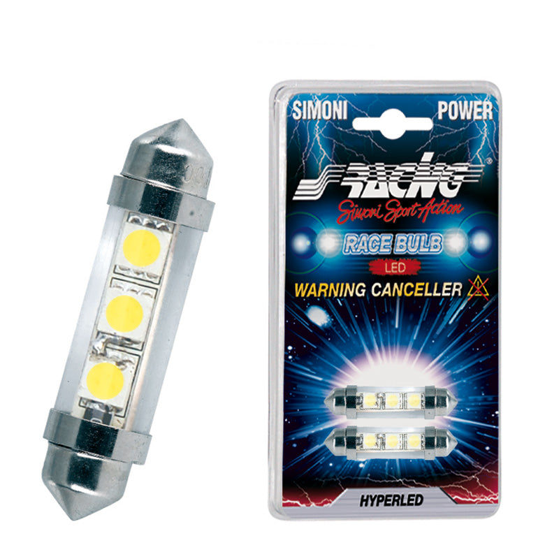 Simoni Racing Festoon 3-LED Canbus Leuchtmittel - 42mm - SuperWeiß - Satz à 2 Stück
