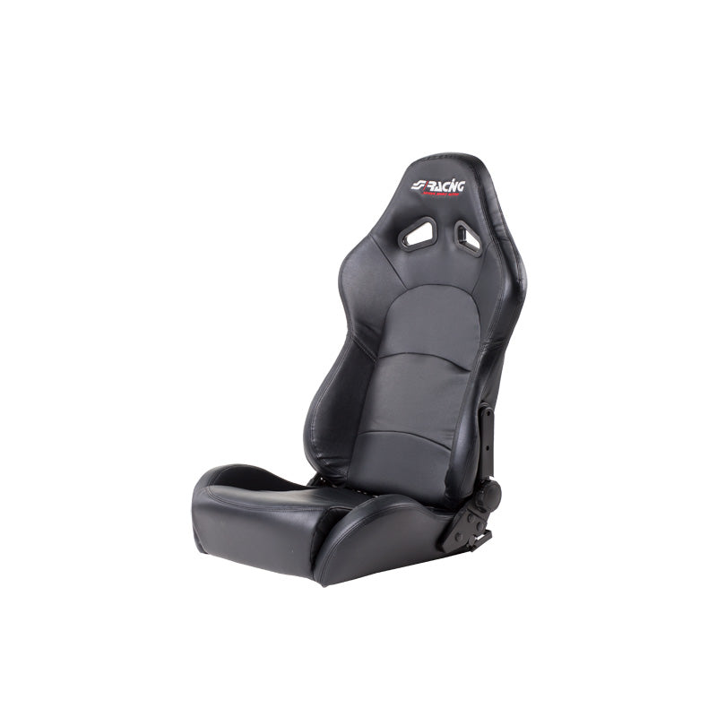 Simoni Racing Sportsitz Tazio - Schwarz Bioleder - Doppelseitig Verstellbare Rückenlehne - inkl. Schlitten