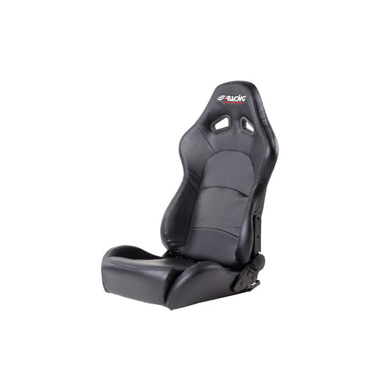 Simoni Racing Sportsitz Tazio - Schwarz Bioleder - Doppelseitig Verstellbare Rückenlehne - inkl. Schlitten