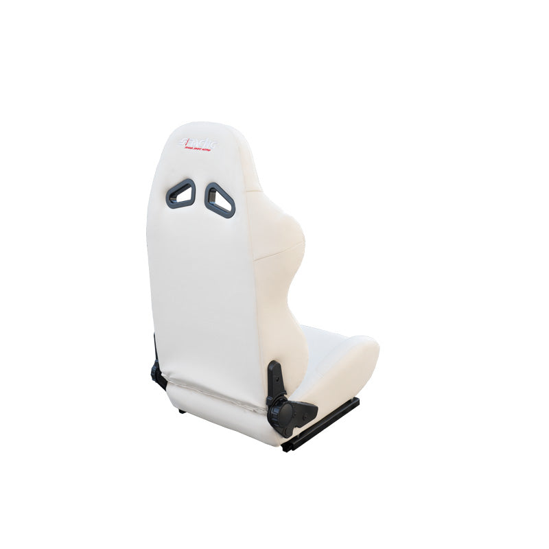 Simoni Racing Sportsitz Tazio - Weiß Bioleder - Doppelseitig Verstellbare Rückenlehne - inkl. Schlitten