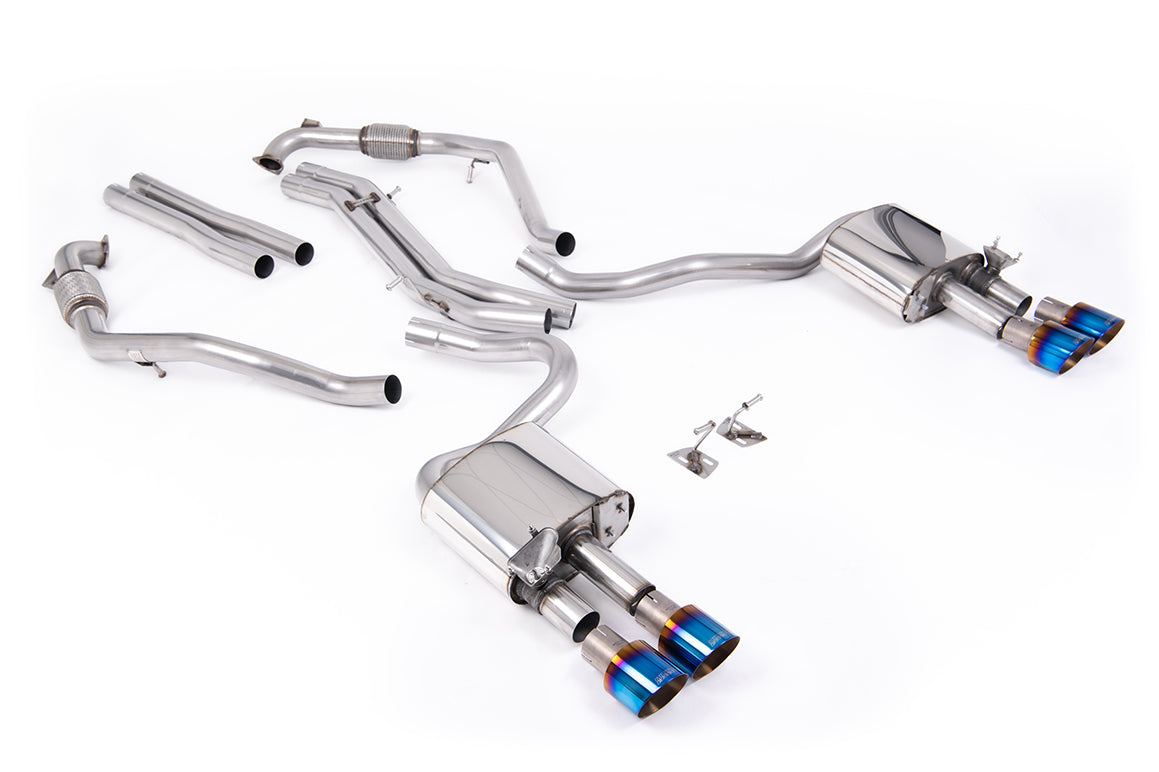 Milltek Sport Abgasanlage passend für Audi S5 B9 Coupé & Sportback 3.0 V6 Turbo non-resonated - titan geflämmte Endrohre