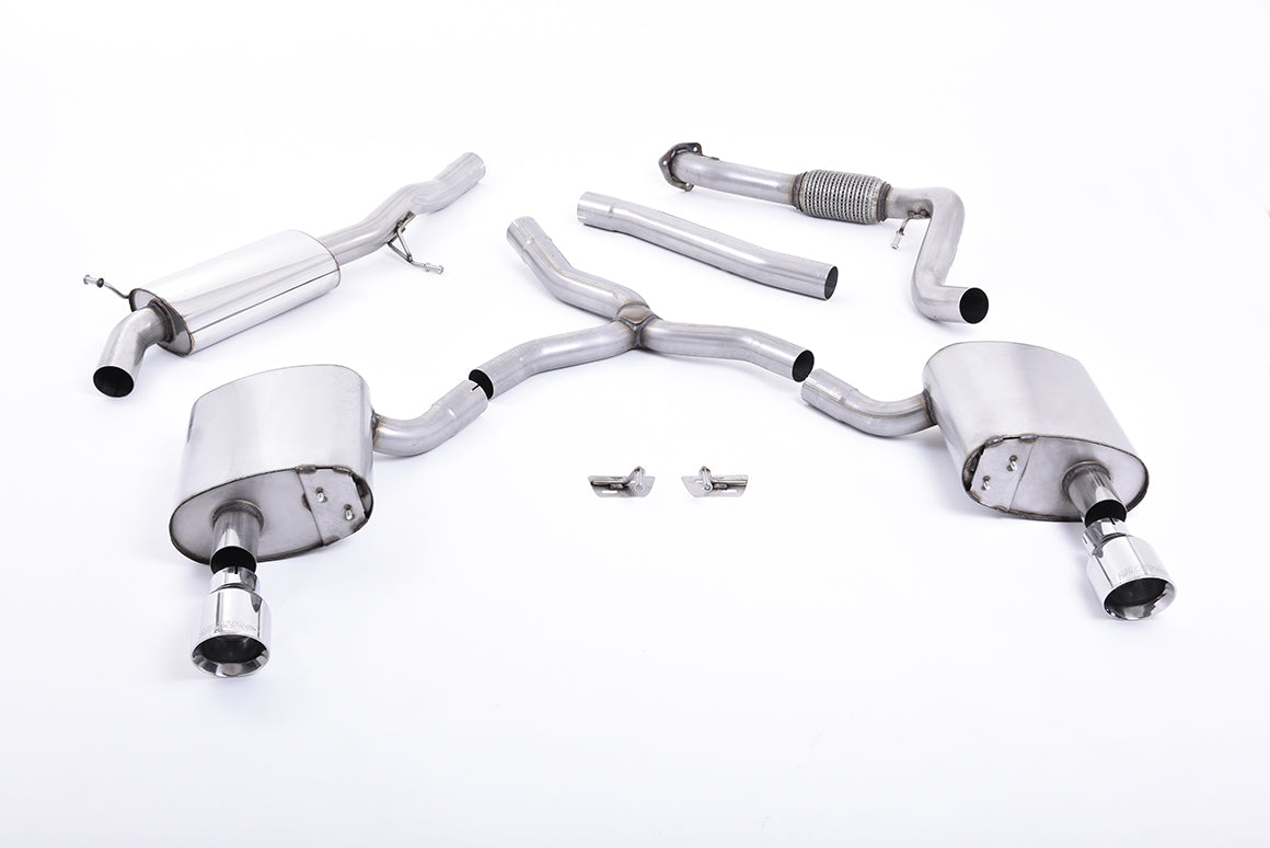 Milltek Sport Auspuffanlage passend für Audi A4 2.0 B9 quattro Saloon & Avant - polierte Endrohre