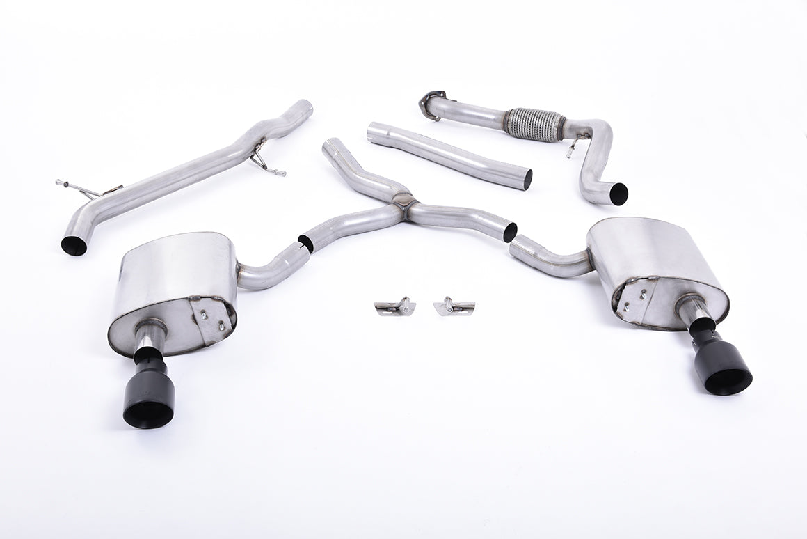 Milltek Sport Auspuffanlage passend für Audi A4 2.0 B9 quattro Saloon & Avant - schwarze Endrohre