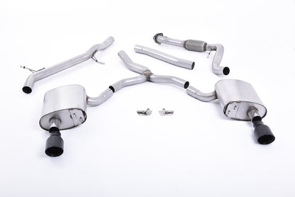 Milltek Sport Auspuffanlage passend für Audi A4 2.0 B9 quattro Saloon & Avant - schwarze Endrohre