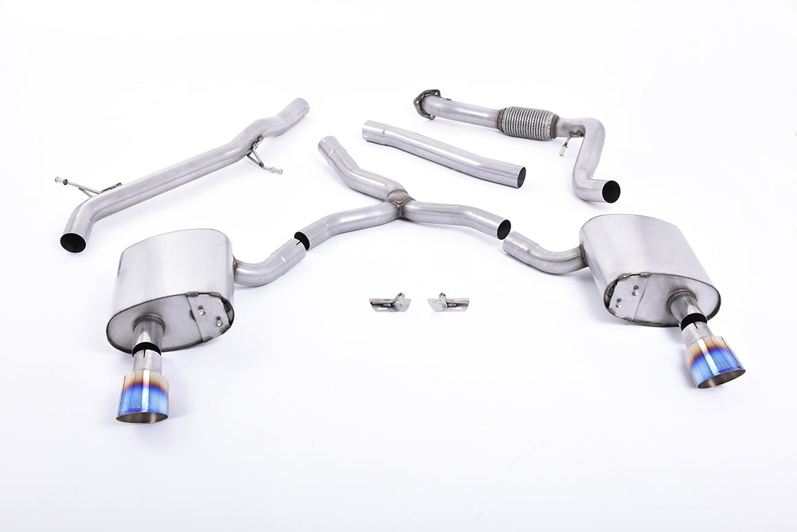 Milltek Sport Auspuffanlage passend für Audi A4 2.0 B9 quattro Saloon & Avant - titan-geflämmte Endrohre
