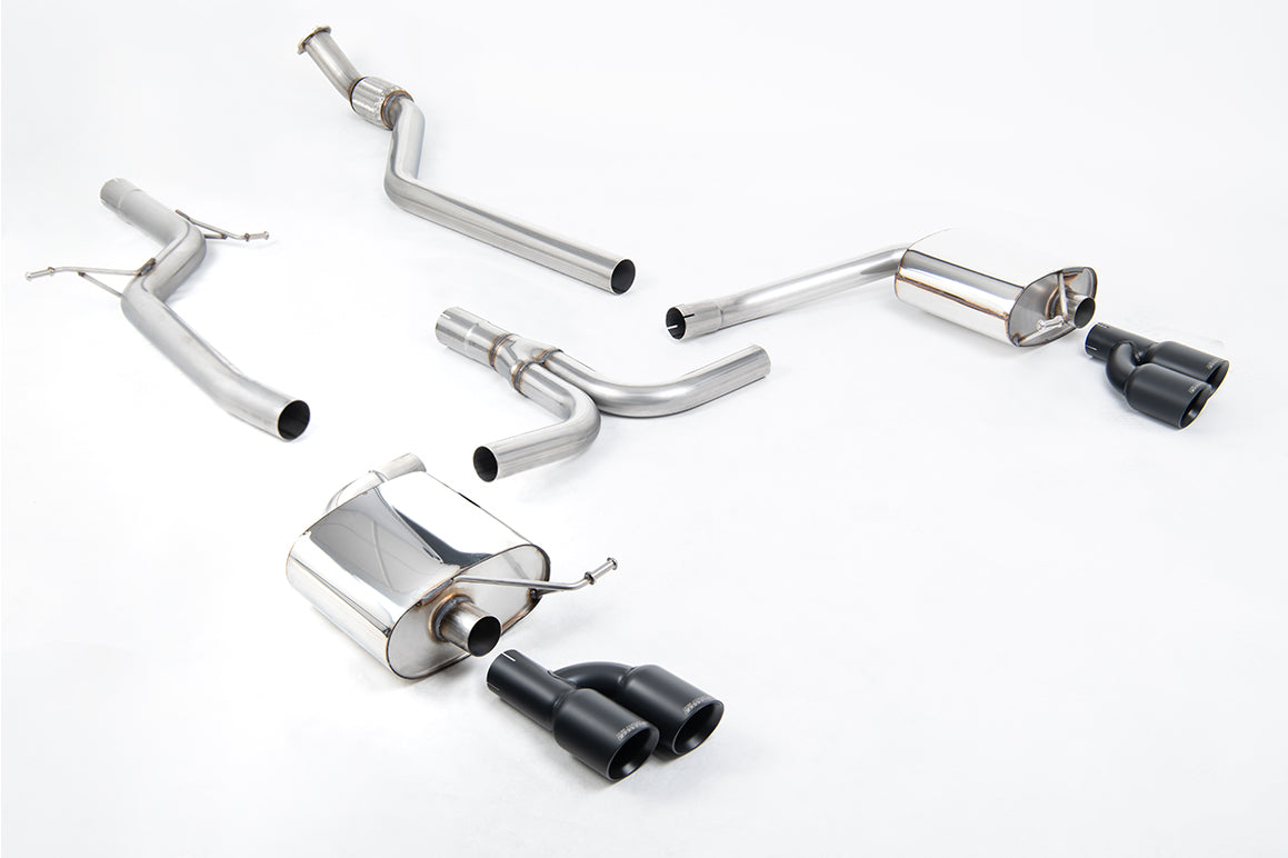 Milltek Sport Auspuffanlage passend für Audi A4 2.0 S line B8 quattro Saloon & Avant - schwarze Endrohre