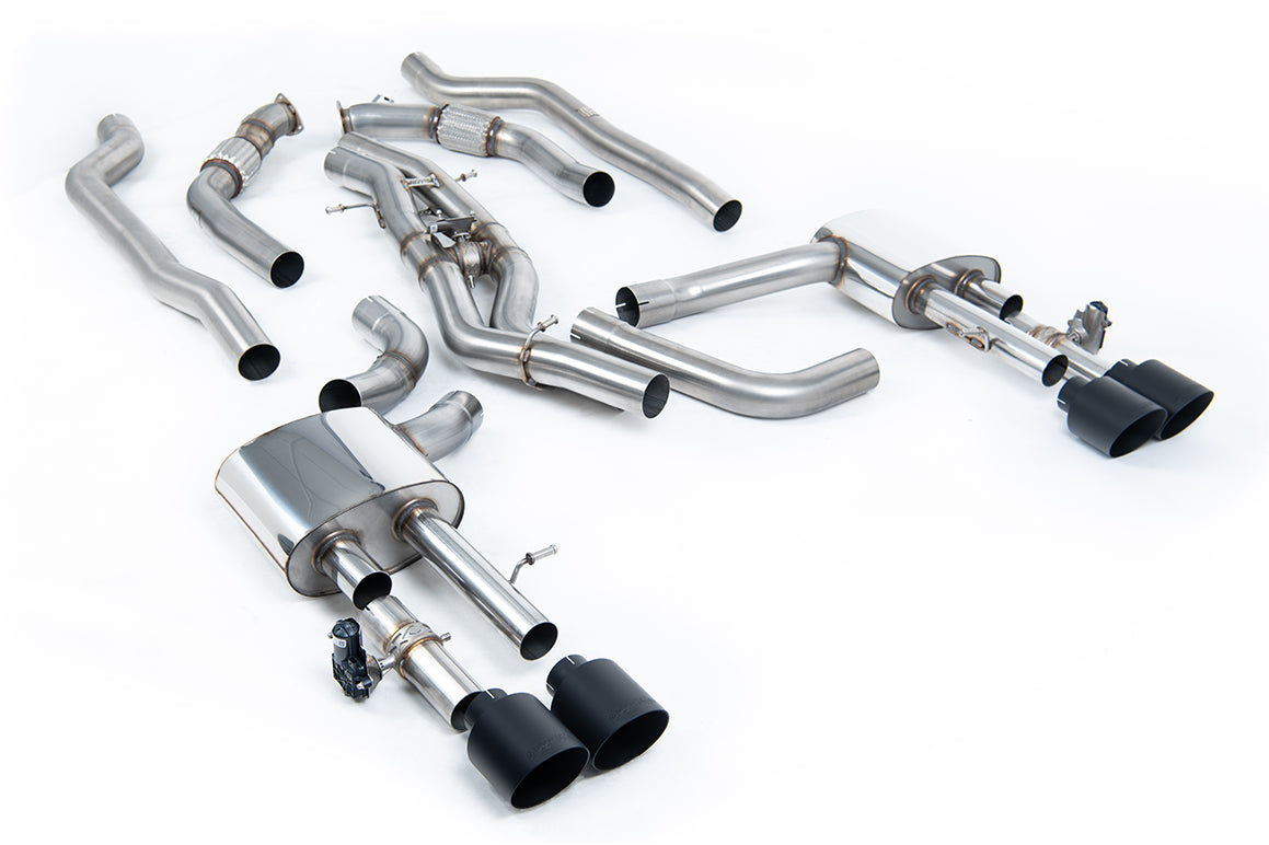 Milltek Sport Auspuffanlage passend für Audi S8 D5 4.0 TFSI V8 Saloon/Sedan - schwarze Endrohre