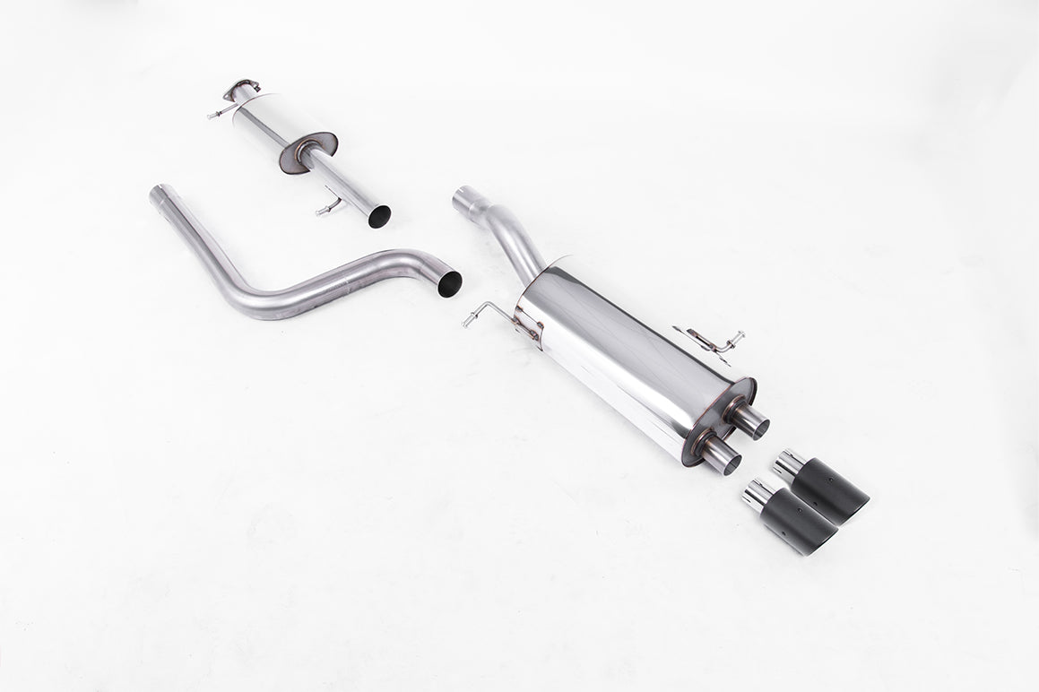 Milltek Sport Rennsport Abgasanlage passend für Ford Fiesta Mk7/7.5 ST 1.6T - resonated - carbon Endrohre