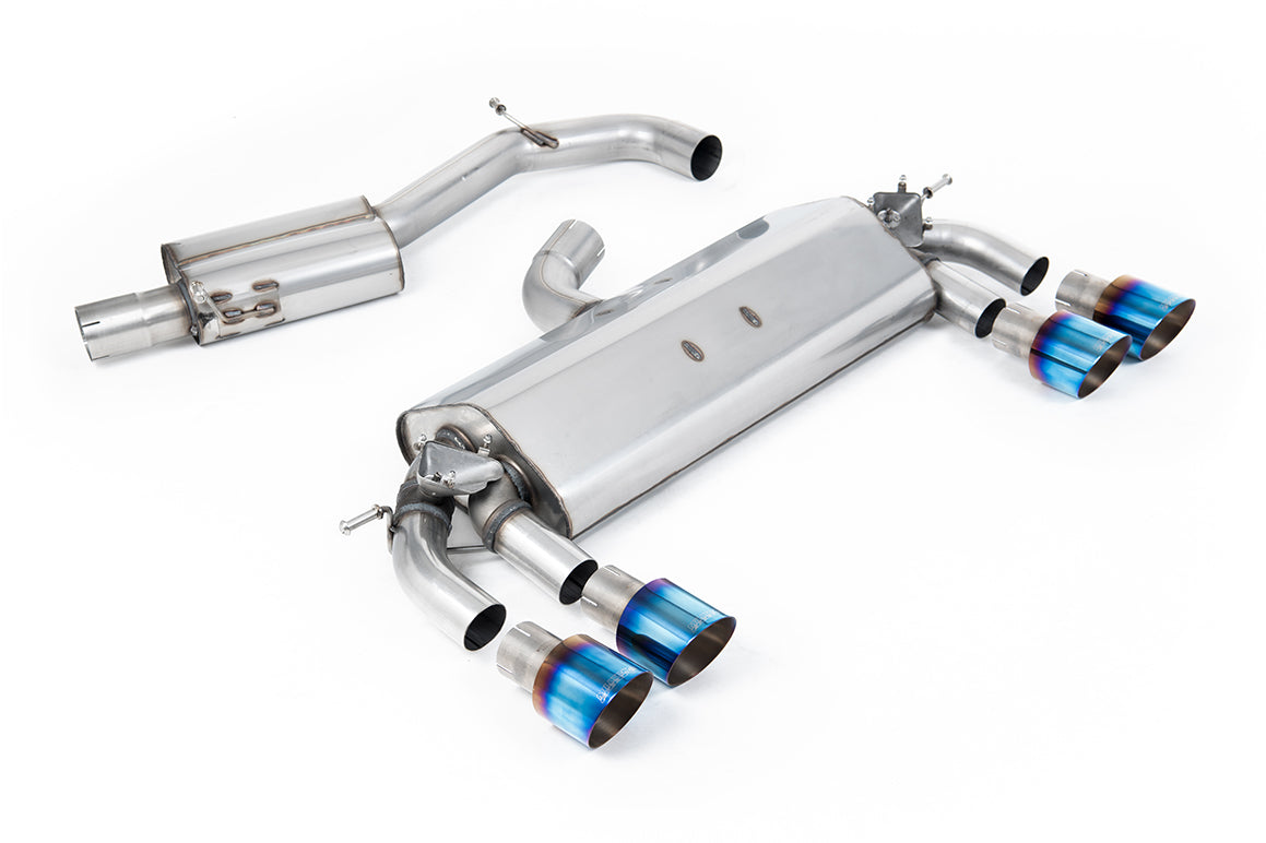 Milltek Sport Auspuffanlage passend für VW Golf 7 Mk7 R 2.0 TSI - Quad GT100 Titan geflämmt