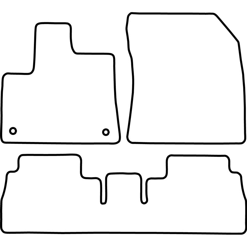 Autoteppiche passend für Citroën Berlingo Multispace / Opel Combo MPV (Tour) / Peugeot Rifter 2018-9/2019 (3-teilig + Runde Montageclips)