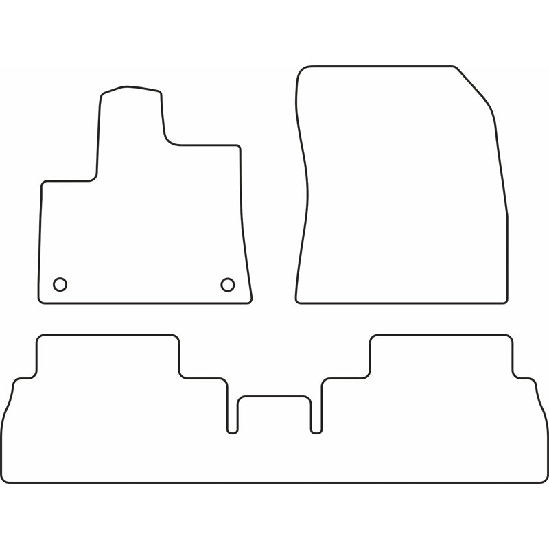 Autoteppiche passend für Citroën Berlingo Multispace / Opel Combo MPV (Tour) / Peugeot Rifter / Toyota Proace City Verso 9/2019- (3-teilig + Ovale Montageclips)