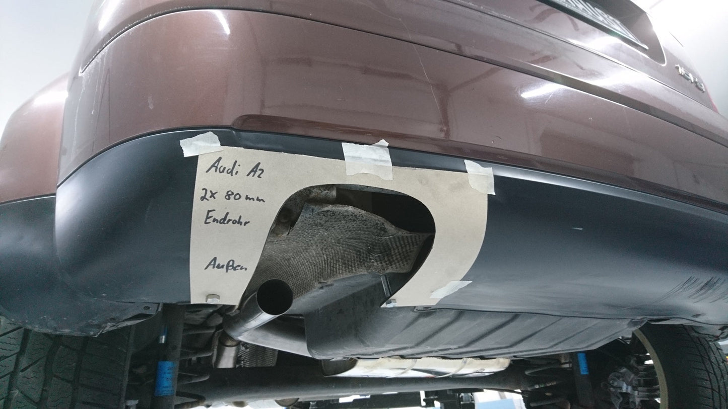 Audi A2 - 1,4l 42l Tank Halbanlage ab Kat - 2x80 Typ 16 (Bestehend aus End- und Vorschalldämpfer mit Endrohr)