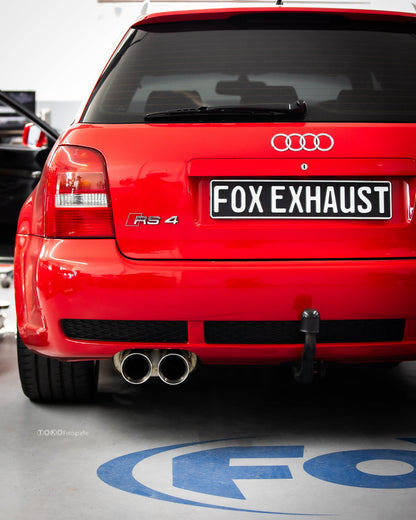Audi RS4 B5 - Edelstahl-System End- und Vorschalldämpfer 90mm - 2x90 Typ 25 - inkl. Y-Adapter auf die originale Downpipe
