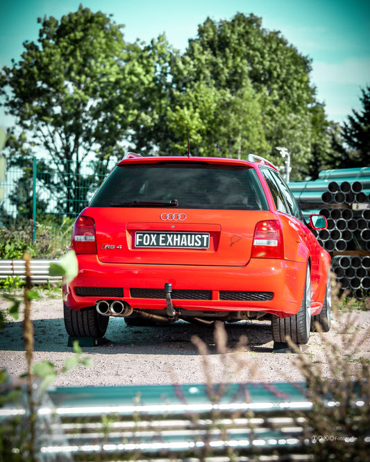 Audi RS4 B5 - Edelstahl-System End- und Vorschalldämpfer 90mm - 2x90 Typ 25 - inkl. Y-Adapter auf die originale Downpipe