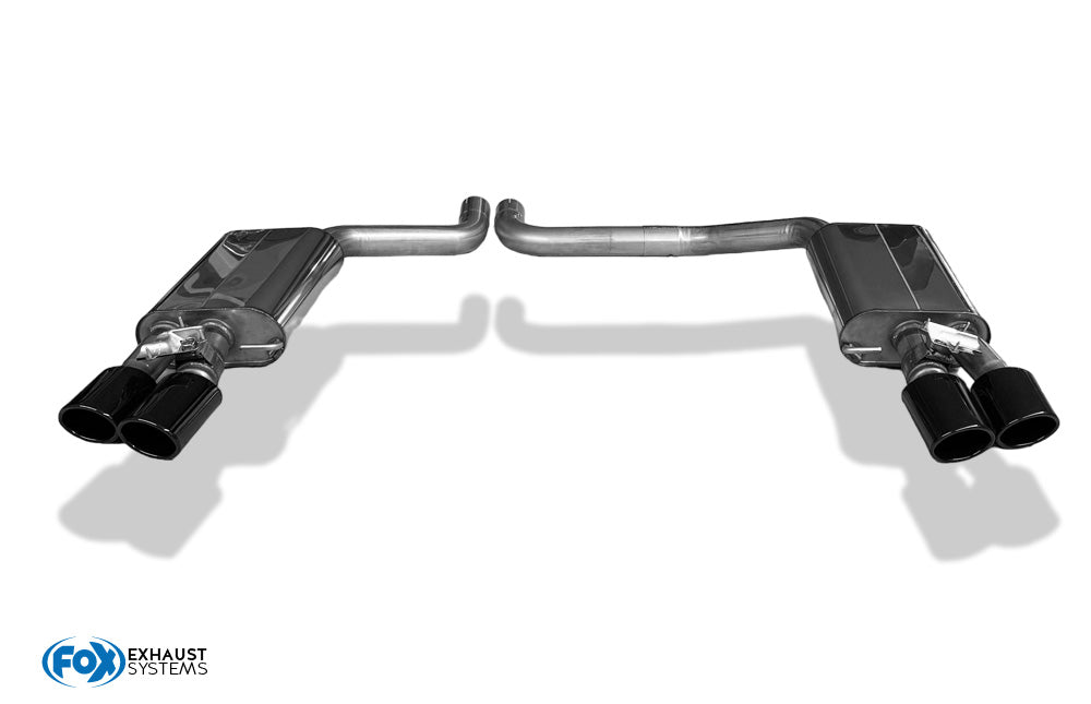 Audi S8 Typ 4H mit Abgasklappen Endschalldämpfer rechts/links zweiflutig - 2x100x77 Typ 38 rechts/links schwarz glänzend e...