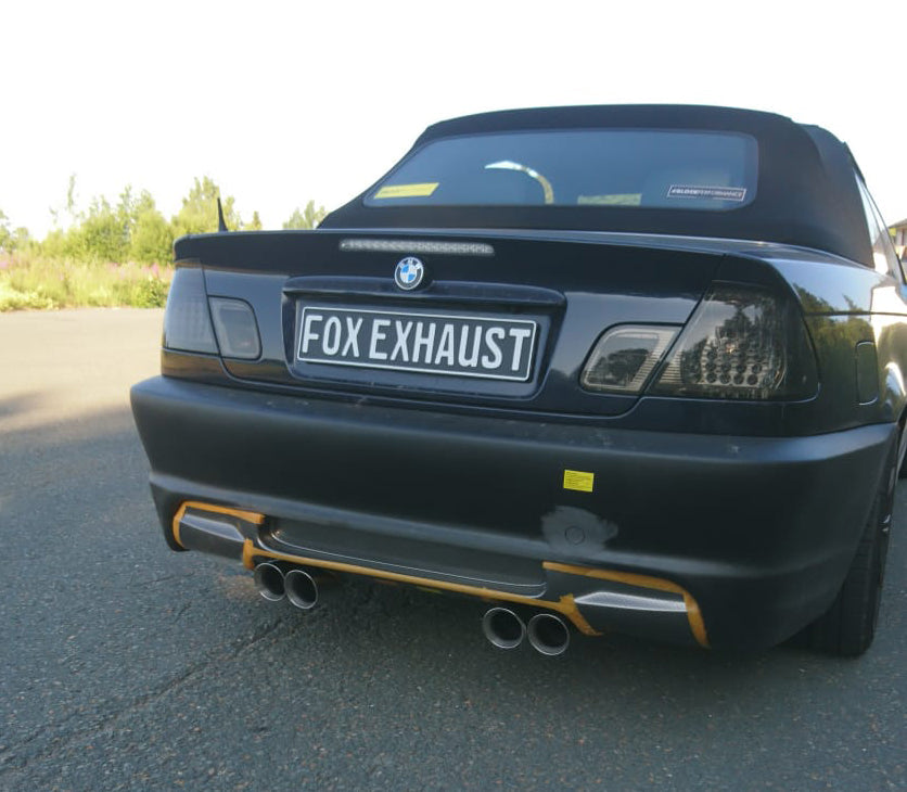 BMW E46 320/ 323/ 325/ 328/ 330 M3-Optik V2 Endschalldämpfer Ausgang zentriert - 4x90mm Typ 25 mittig Variante 2