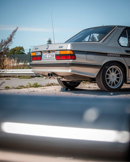 BMW E28 525e mit Katalysator Endschalldämpfer ab Kat - 2x88x74 Typ 32 schwarz