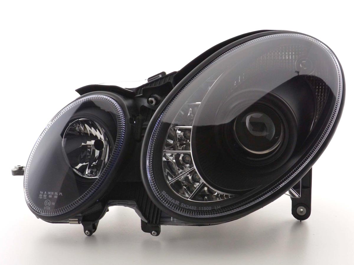 Scheinwerfer Set Daylight LED TFL-Optik Mercedes E-Klasse Typ W211  02-06 schwarz