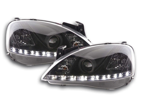 Scheinwerfer Set Daylight LED TFL-Optik Opel Corsa C  01-06 schwarz