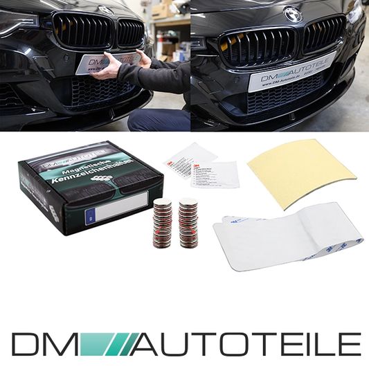 DM Magnet Komplett Set magnetischer Auto unsichtbarer Kennzeichenhalter ohne Rahmen Neodym Magnet - Nummernschild Halterung Nummernschildhalter