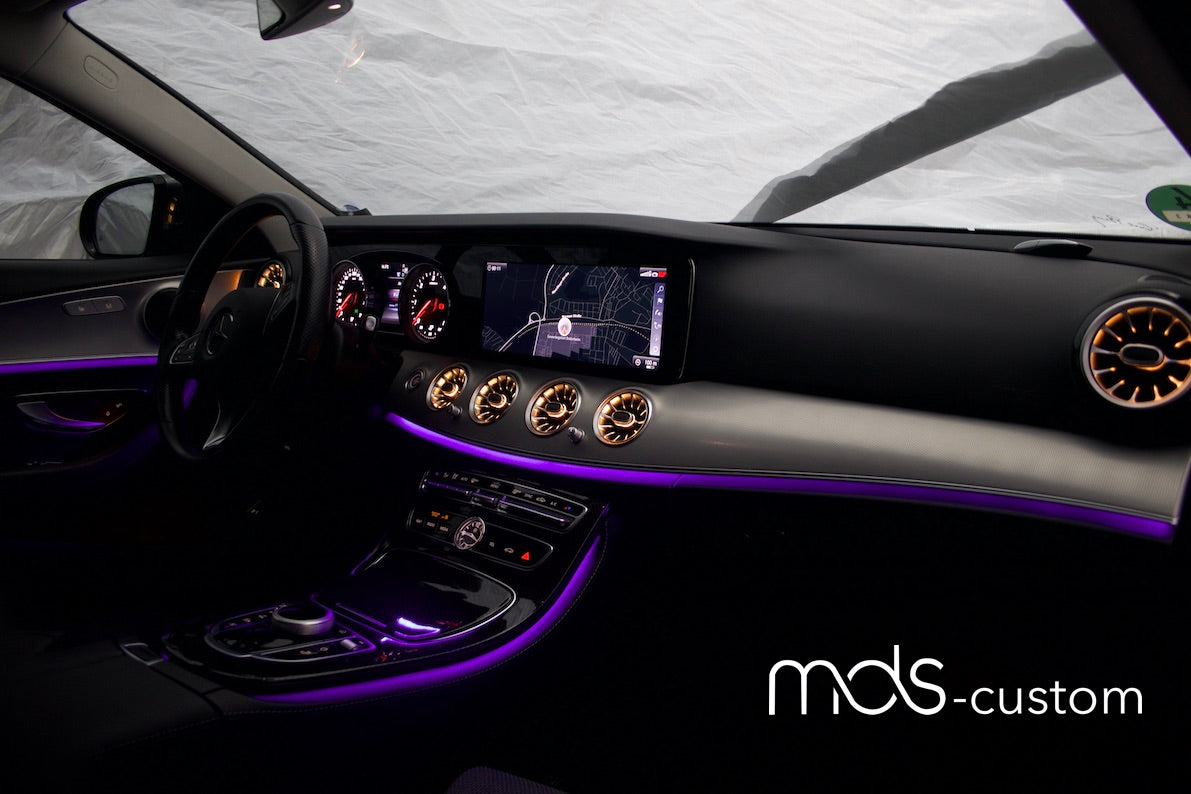Mercedes E-Klasse W213 Ambientebeleuchtung Komplett-Set | Lüftungsdüsen und 3D-Hochtöner