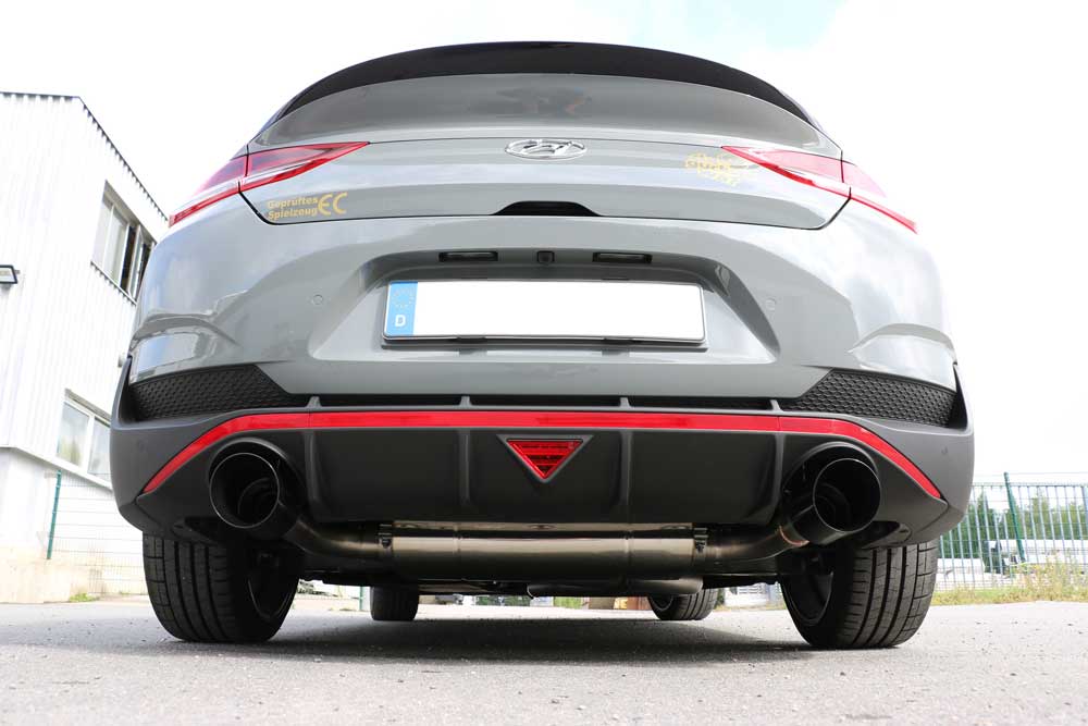 Hyundai i30N Performance Fastback - SCHWARZ Endschalldämpfer quer Ausgang rechts/links mit Abgasklappe - 1x114 Typ 25 rech...
