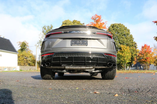Lamborghini Urus Endschalldämpfer quer Ausgang rechts/links mit 2 Abgasklappen - 2x115x85 Typ 38 rechts/links schwarz emal...