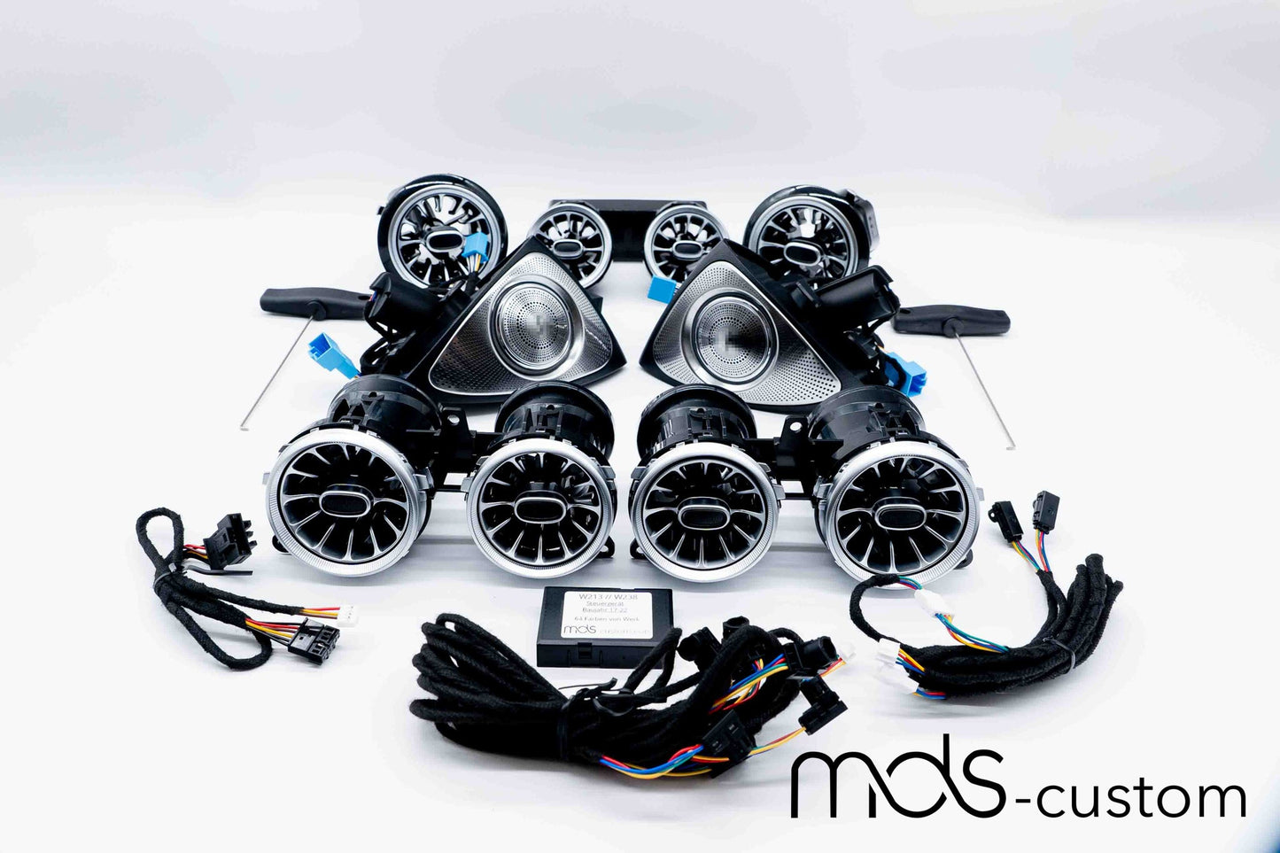 Mercedes E-Klasse W213 Ambientebeleuchtung Komplett-Set | Lüftungsdüsen und 3D-Hochtöner