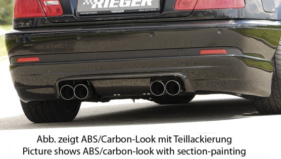 Rieger Heckansatz für Coupe und Cabrio - ABS Barbon Look für Doppelendrohr li. u. re., mittig, (4x90mm ø), ABS, für Fzg. m...