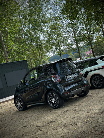 Smart Fortwo 453 mit Brabus Heckansatz Endschalldämpfer quer Ausgang rechts/links inkl. Flexstück - 1x90 Typ 25 rechts/lin...