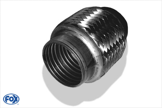 FOX Flexibles Rohr Interlock - Ø40mm innen - Länge: 100mm Innenleben besteht aus Edelstahlwellrohr - Außenhülle ist Edelstahlgeflecht